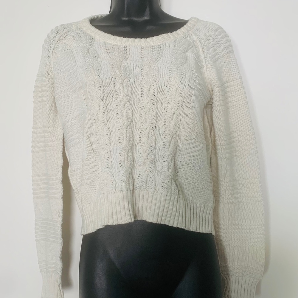 Anthro Coincidence and Chance white knit sweater.